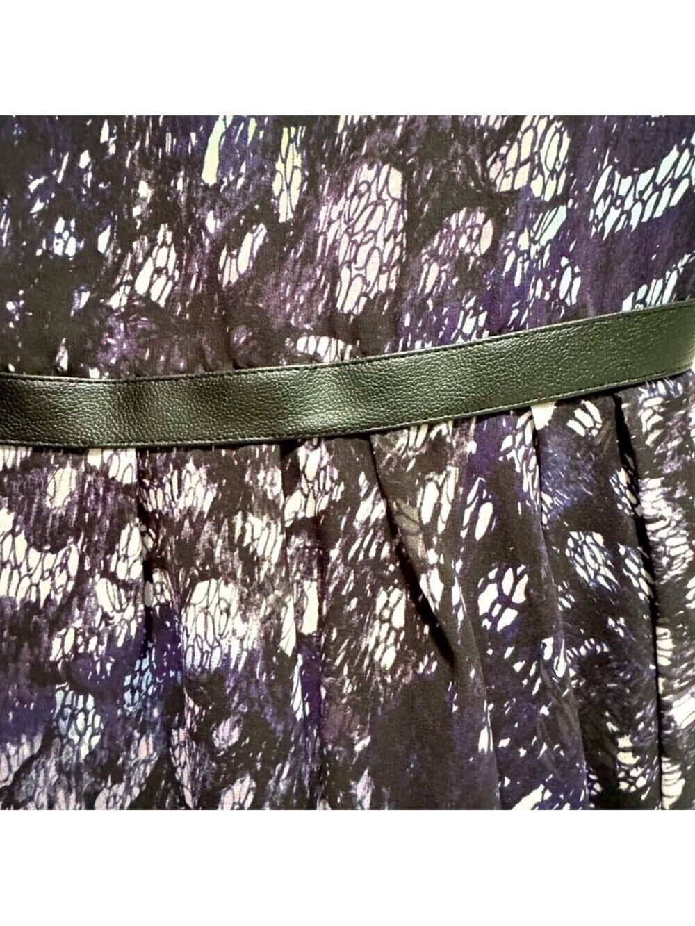 Hunter Bell Sleeveless Peplum, 100% Silk & Leather Trim, Size 8 - Picture 8 of 12